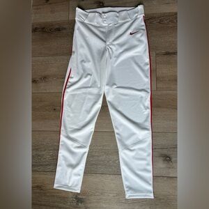 Nike men’s baseball pants, white with red stripe, size small, NWT